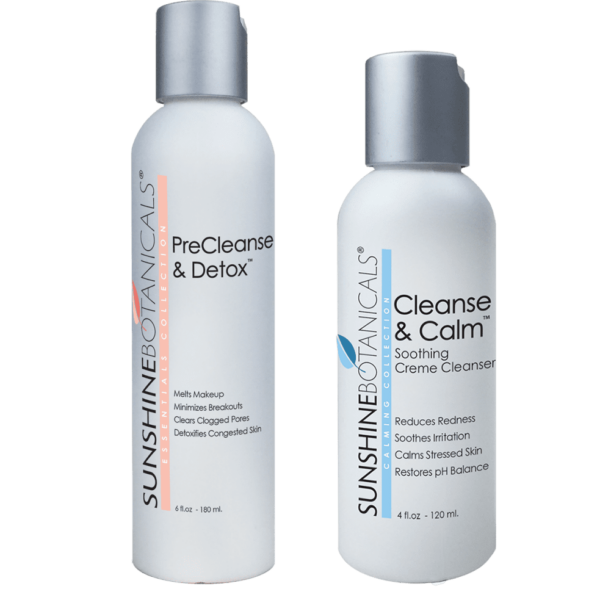 Sunshine Botanical's PreCleanse & Detox and Cleanse & Calm facial cleanser - botanical skincare with natural ingredients
